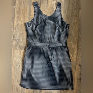 All in Motion Navy and White Striped Mini Dress
